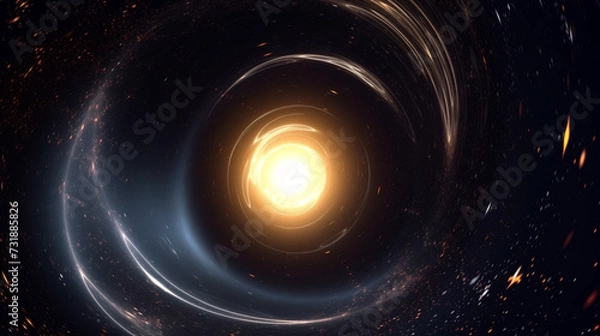 Fototapeta 우주의 심연, 블랙홀을 둘러싼 별빛의 궤적