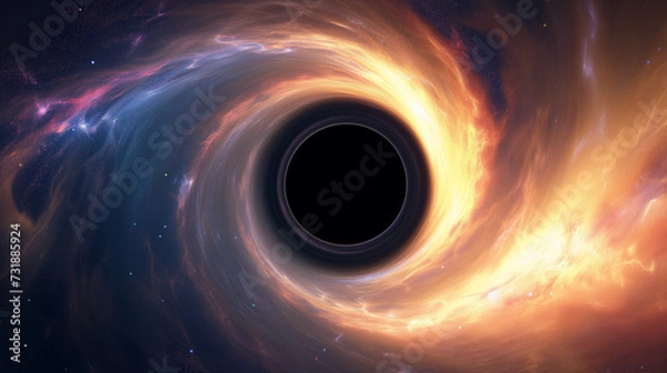 Fototapeta 우주의 심연, 블랙홀을 둘러싼 별빛의 궤적
