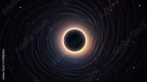 Fototapeta 우주의 심연, 블랙홀을 둘러싼 별빛의 궤적