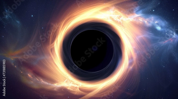 Fototapeta 우주의 심연, 블랙홀을 둘러싼 별빛의 궤적