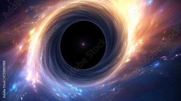 Fototapeta 우주의 심연, 블랙홀을 둘러싼 별빛의 궤적