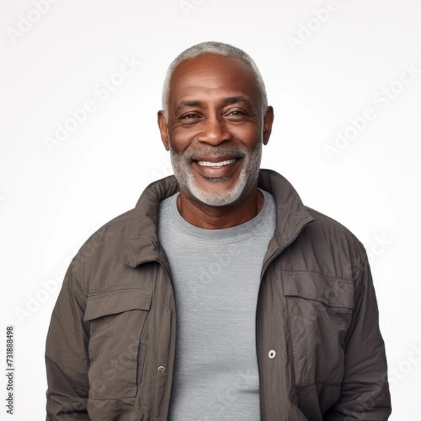 Obraz Portrait of a smiling older African American man in casual jacket