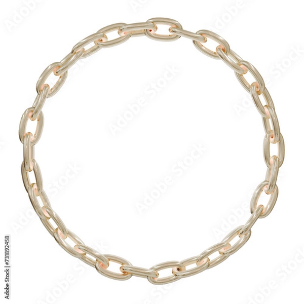 Fototapeta Minimalist gold: Simple 3D circle of golden chains, perfect for modern design projects. Isolated background ensures endless customization.