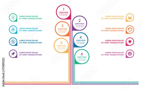 Fototapeta Tree infographic template with business icons and placeholder text in vector format.