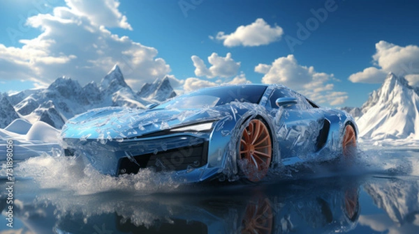 Obraz Exploring the Elements: Adventure on Wheels Beyond Roads, generative AI