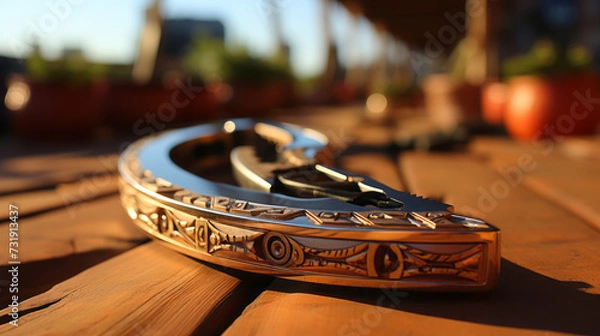 Obraz Timeless Melodies: An Intriguing Mix of Vintage Clocks, Antique Coins, and Melodic Tunes in Isolated White Box, generative AI