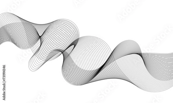 Fototapeta Wavy business curve lines on transparent background. Abstract ocean wave line background. Wave swirl, frequency sound wave, twisted curve lines with blend effect.