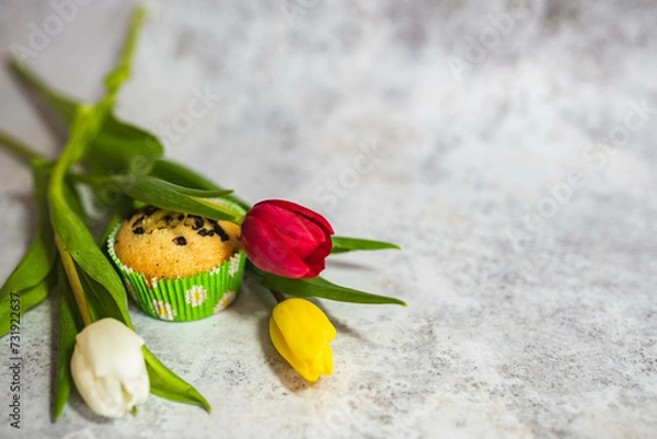 Obraz easter cake with tulips