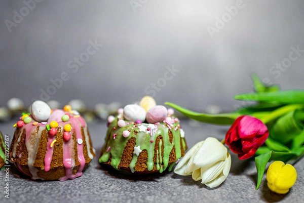 Obraz Easter background with cupcake