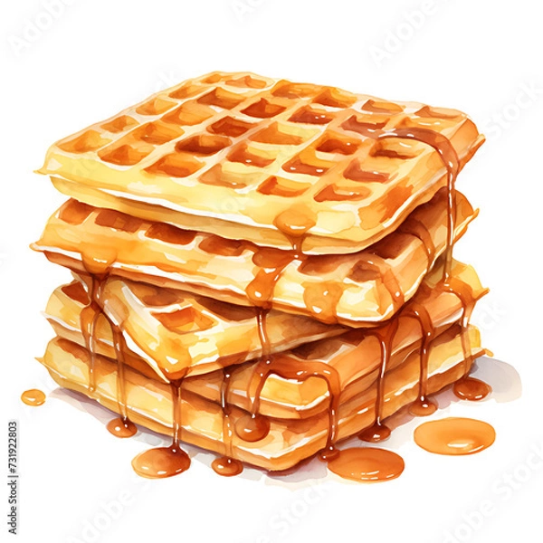 Fototapeta watercolor painting realistic a Viennese berry waffles isolated on white background. Clipping path included.