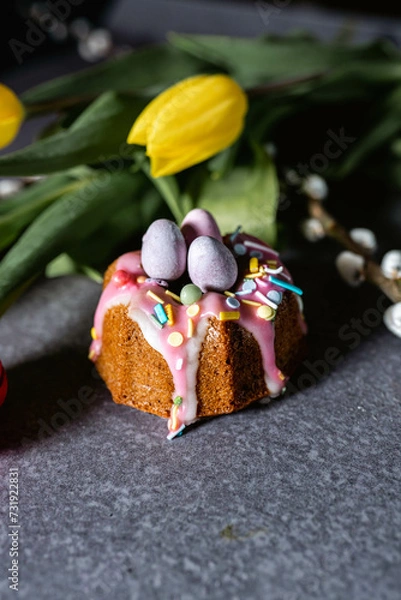 Obraz chocolate easter eggs with flowers easter