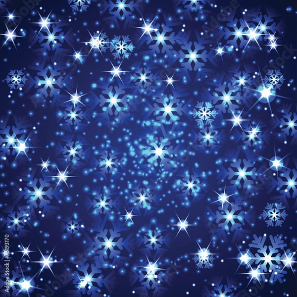 Fototapeta Christmas and New Year shimmering background with snowflakes