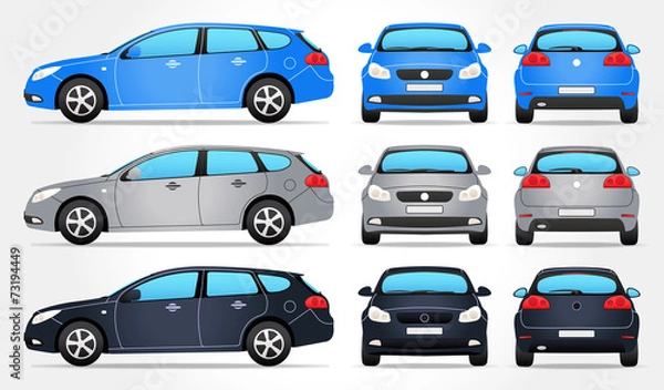 Fototapeta Vector Car - Side - Front - Back view
