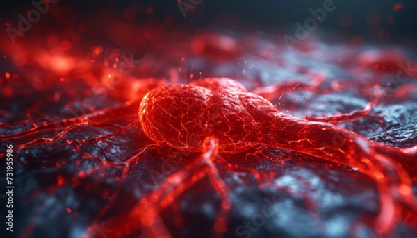 Fototapeta Human circulatory system. Medically accurate animation of heart with vanities and arteries,generative ai