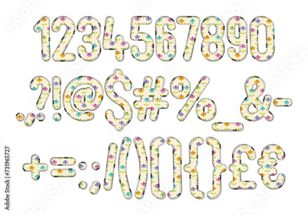 Fototapeta Versatile Collection of Colorful Floral Numbers and Punctuation for Various Uses