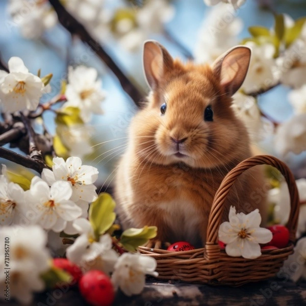 Obraz cute easter rabbit. easter background image. 