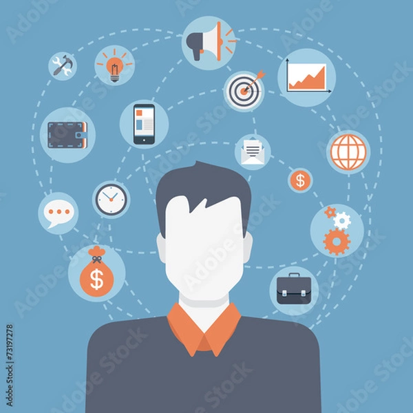 Obraz Flat style modern web businessman infographic icon