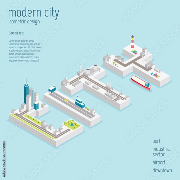 Obraz Isometric modern city vector illustration