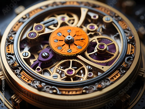 Obraz Clockwork gears with golden gears