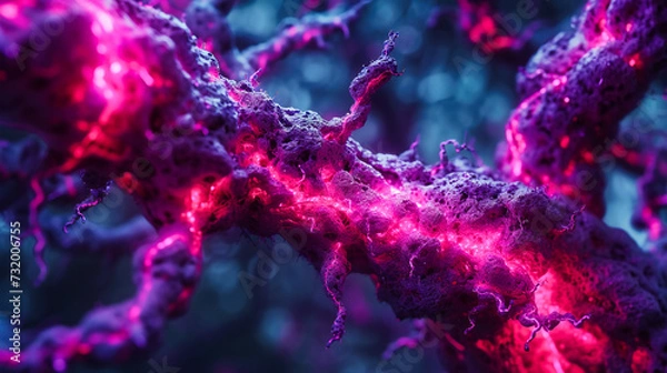 Fototapeta Colorful microscopic view of biological structures, offering a glimpse into the intricate world of science and microbiology