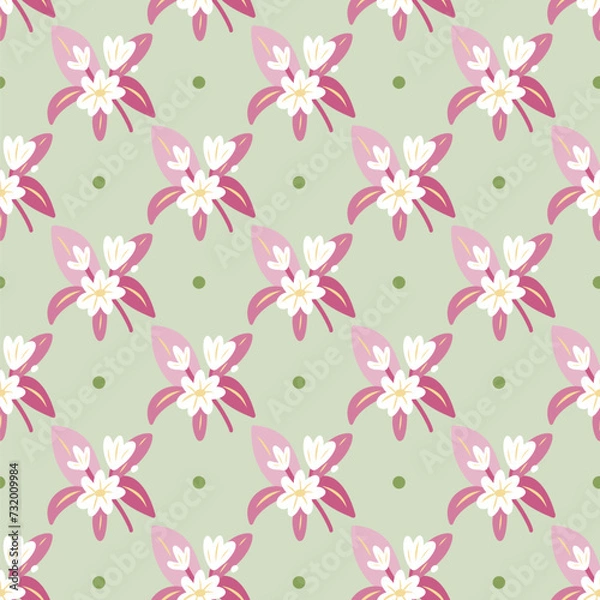 Fototapeta Seamless pattern  with flowers in doodle style. Vector illustration.