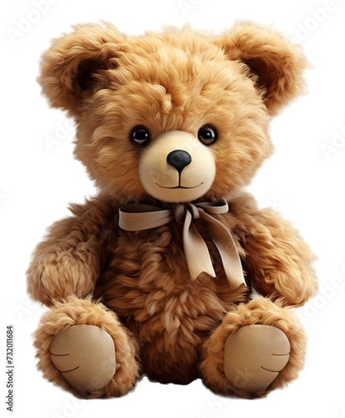 Obraz Adorable cute brown teddy bear, cutout design isolated on transparent background, generative ai