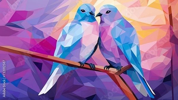 Obraz Cubist Love Birds