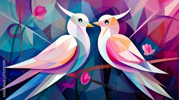 Obraz Cubist Love Birds