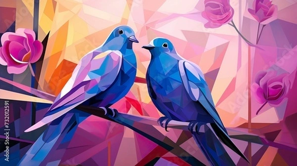 Obraz Cubist Love Birds