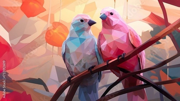 Obraz Cubist Love Birds