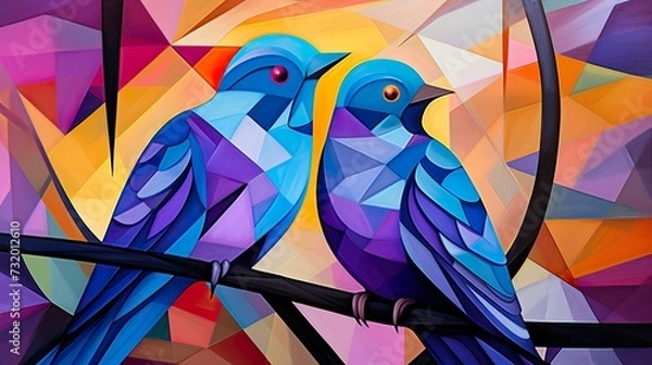 Obraz Cubist Love Birds