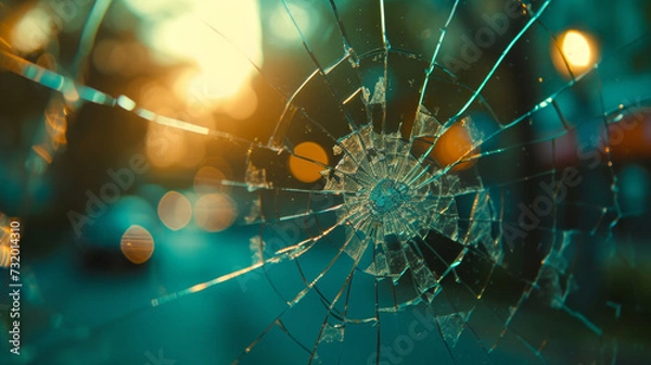 Fototapeta Broken glass in front of a blurred background