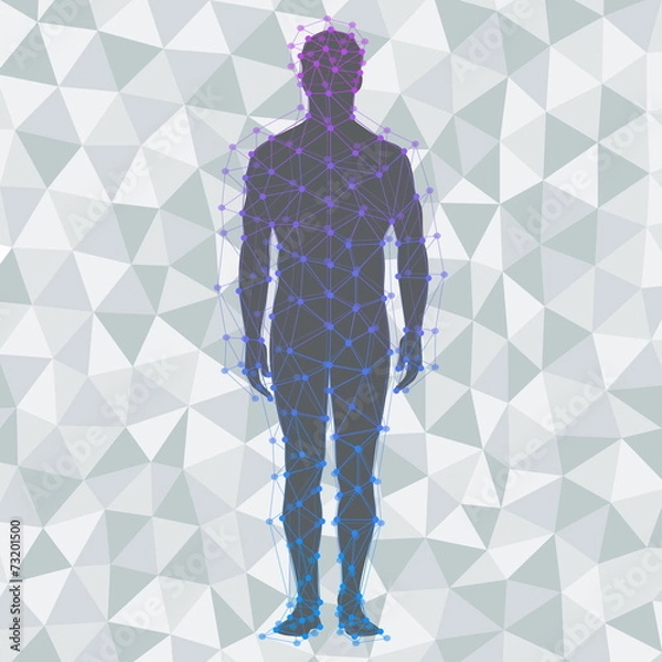 Obraz Abstract model of man on poly background. Vector background