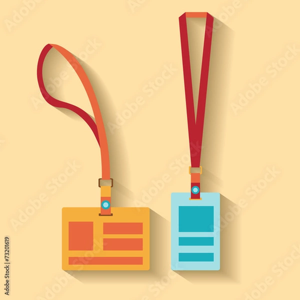 Obraz Template, flat design. Lanyard, retractor end badge