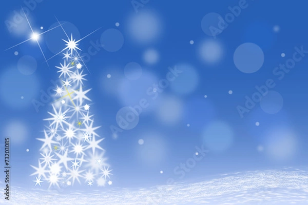 Obraz Christbaum mit Sternen, blau, Illustration #1
