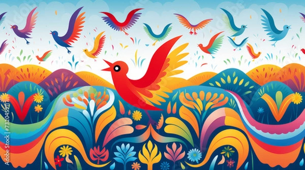 Obraz background with colorful birds