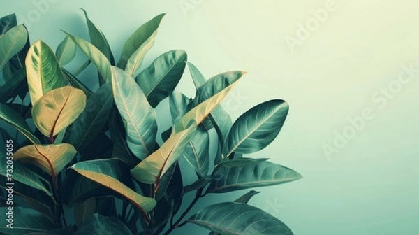 Fototapeta Minimalist composition featuring abstract tropical foliage, conveying a sense of peace and tranquility