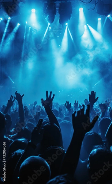 Fototapeta hands up, people dancing at a concert