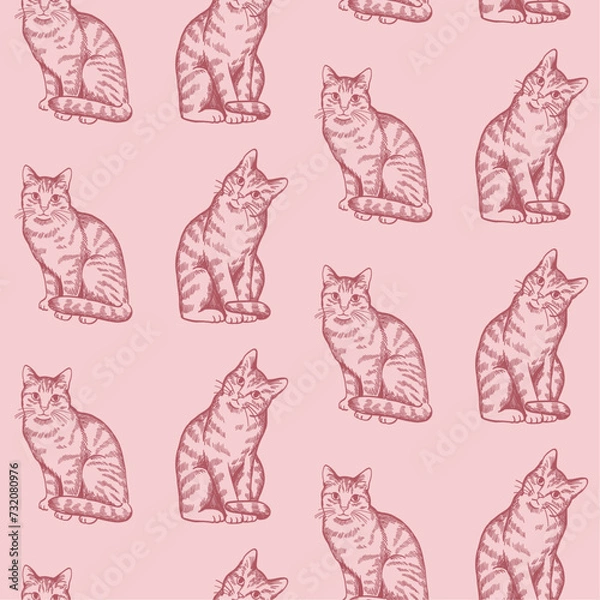 Obraz hand drawn cats pattern