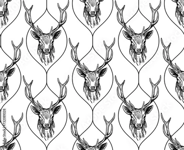 Fototapeta seamless pattern with deers