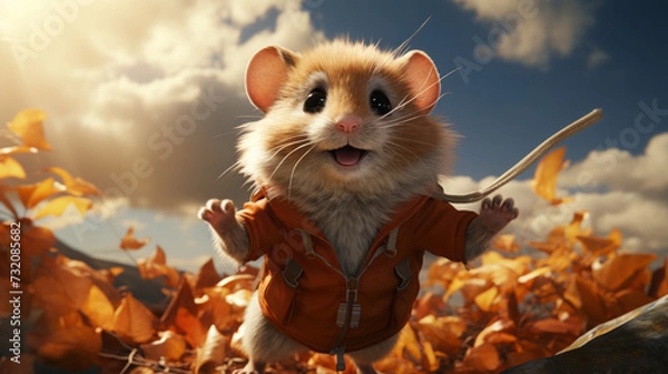 Obraz Adorable and Funny Rodent Companions: The Charm of Small, White Furballs, generative AI