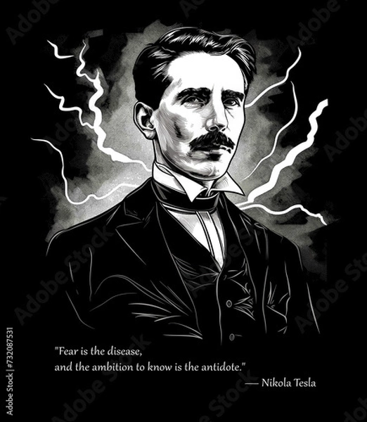 Obraz Tesla's Wisdom: Portrait in Contrast