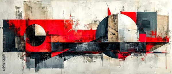Obraz abstract painting with geometric forms figurative drawings retro expressionism elongated figures restrained expressionism wallpaper background digital art