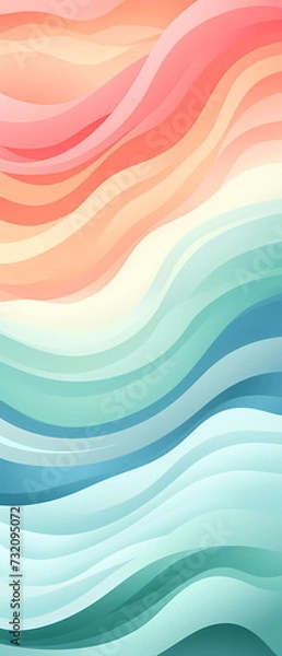 Fototapeta Soft pastel vertical background with ripple pattern bring to mind relaxation, calm and sweetness, perfect for presentations, social media, wallpaper, print and craft, greeting card and gift wrapping.