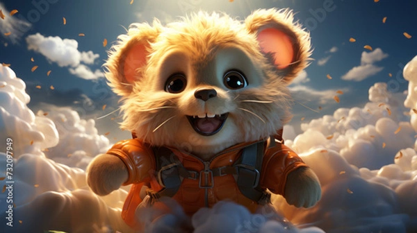 Obraz Whimsical Animals: Playful Cartoon Characters and Cute Illustrations for Happy Nature-themed Fun!, generative AI