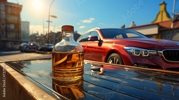 Obraz Quench Your Thirst with the Perfect Blend of Car & Glass - Exploring the Art of Delicious Auto-inspired Beverages!, generative AI