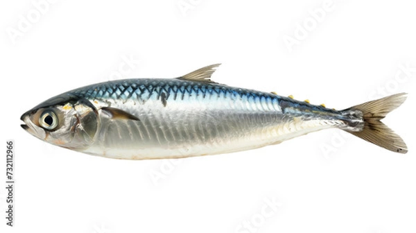Fototapeta sardine fish cutout isolated on white, side view on transparent png background	