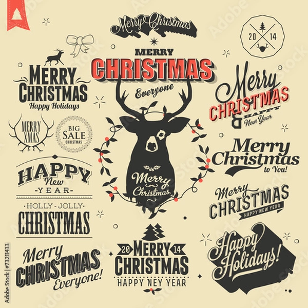 Obraz merry Christmas and Happy New Year Vintage background