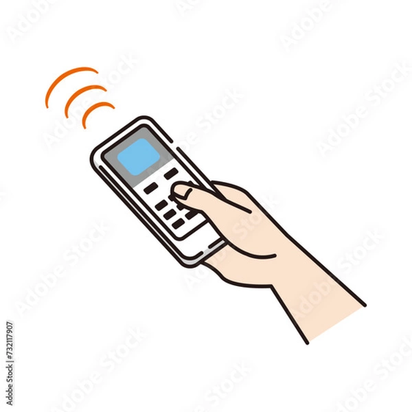 Obraz エアコンのリモコンを使う手のイラスト