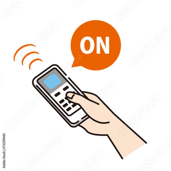 Obraz エアコンのリモコンを使う手のイラスト